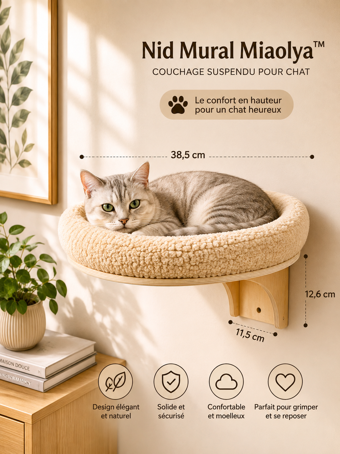 Nid Mural Miaolya™ — Couchage suspendu pour chat