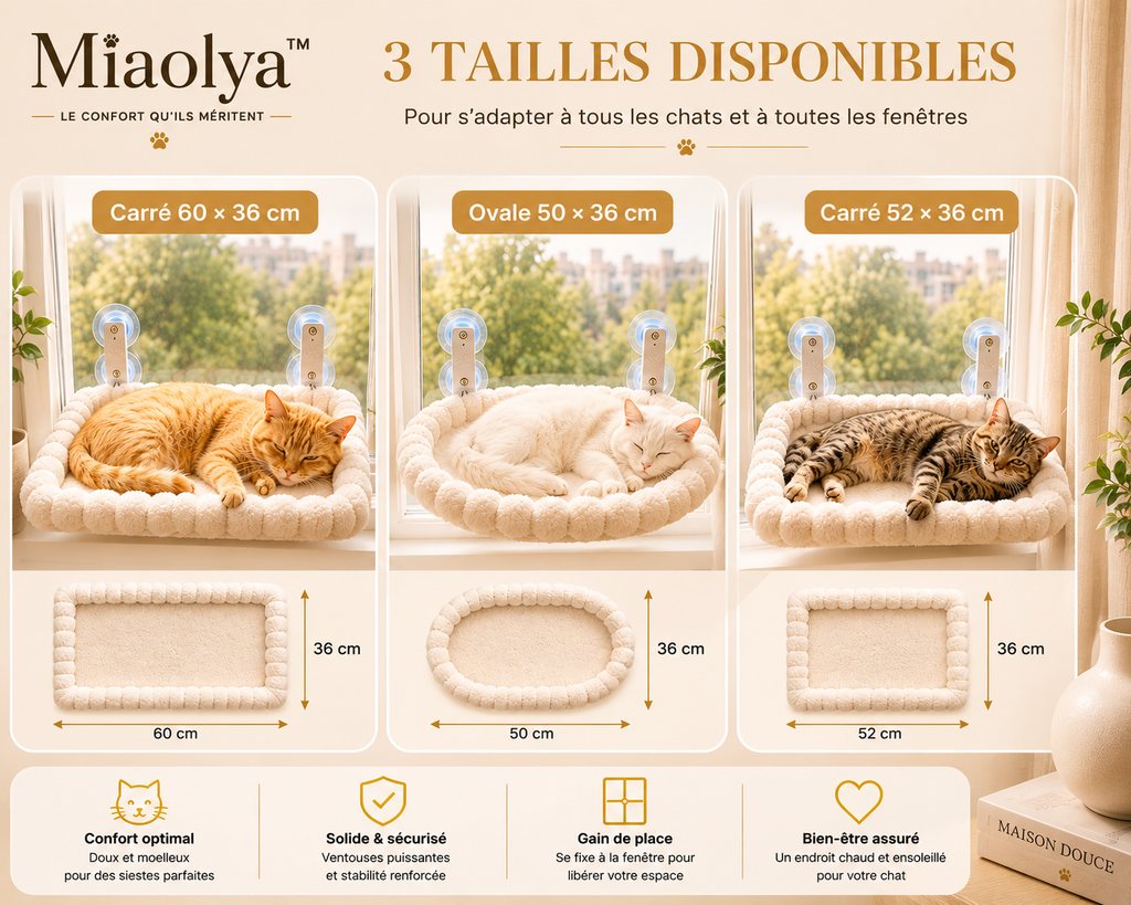 Hamac de Fenêtre Miaolya™ — Perchoir Confortable pour Chat