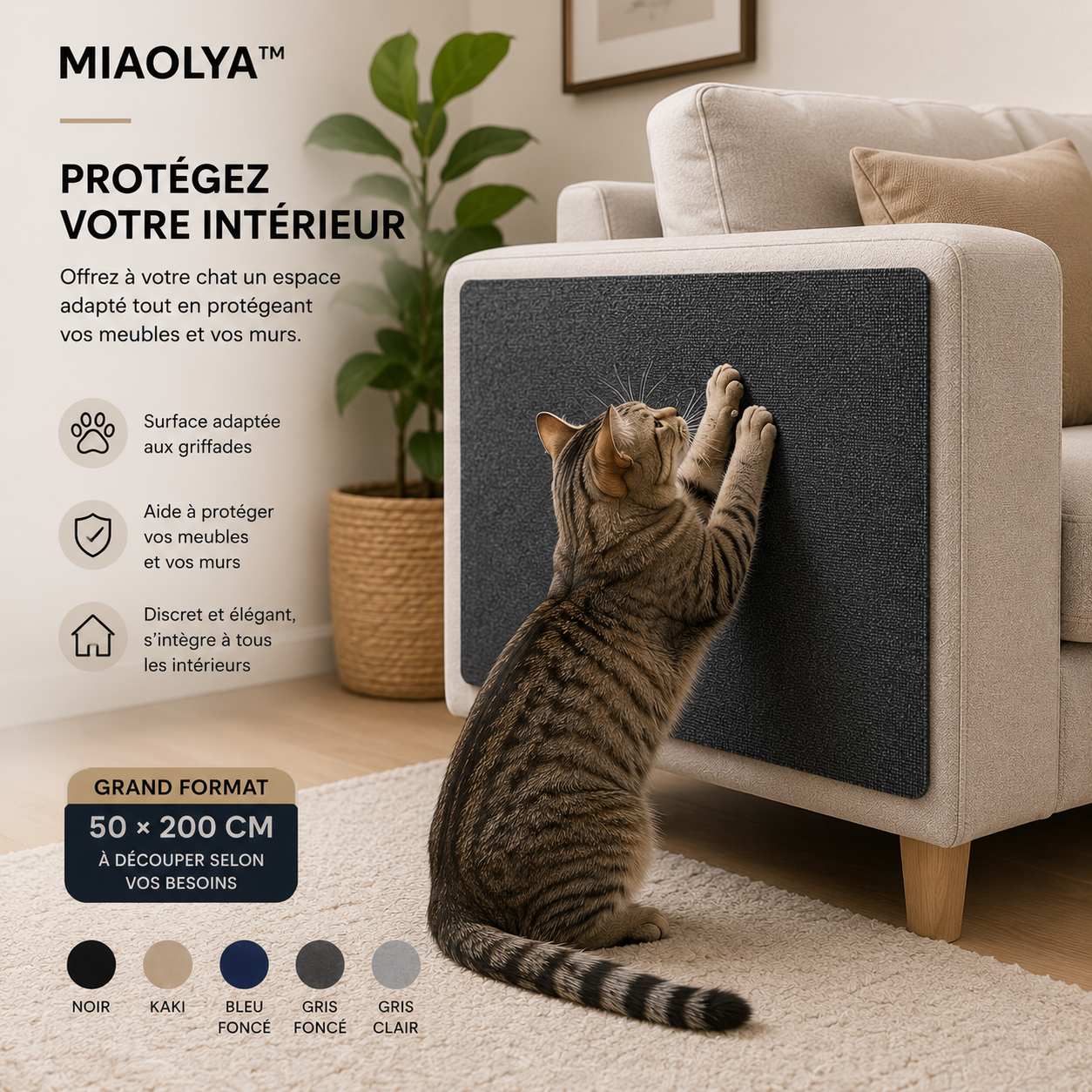 Protection Anti-Griffures Miaolya™ — Tapis Griffoir Découpable