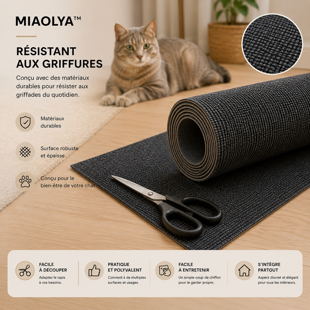 Protection Anti-Griffures Miaolya™ — Tapis Griffoir Découpable