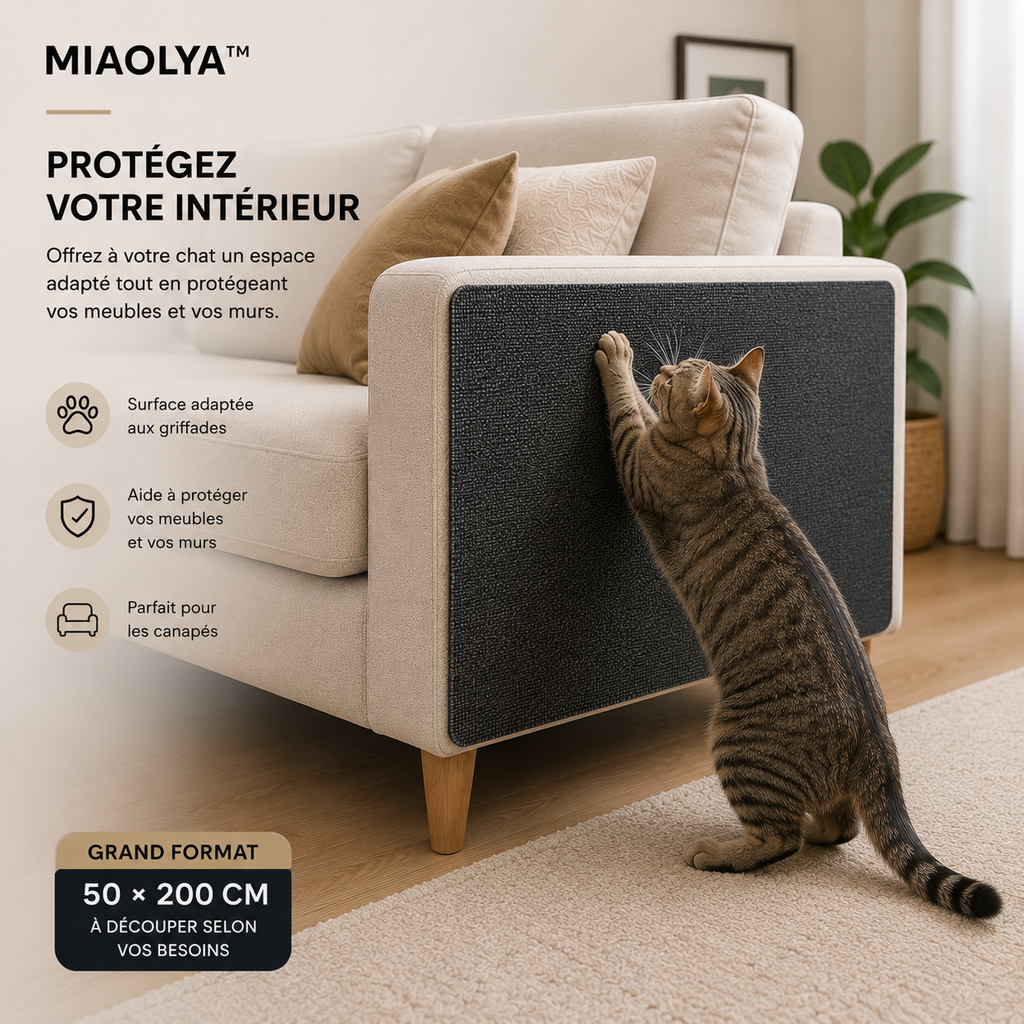 Protection Anti-Griffures Miaolya™ — Tapis Griffoir Découpable